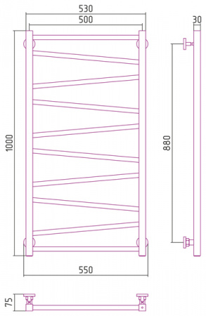 Полотенцесушитель водяной Сунержа СИРОККО 00-0253-1050 1000х500 