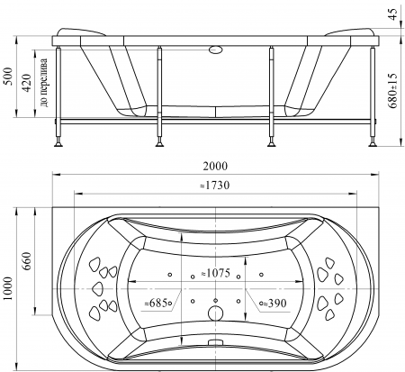 Ванна акриловая Radomir ТИТАН  200x100 см. 