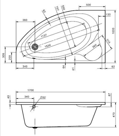 Ванна акриловая Santek ЭДЕРА 1.WH50.1.662 170x110 см. левая 