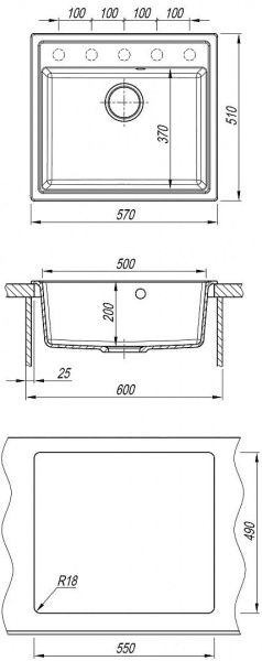 Мойка кухонная из литьевого мрамора Dr. Gans НИКА 570 25.070.D0570.405 57*51 см. терра Мойка кухонная из литьевого мрамора Dr. Gans НИКА 570 25.070.D0570.405 57*51 см. терра