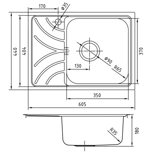Мойка кухонная из нержавеющей стали IDDIS ARRO ARR60SRi77 60,5*44 см.  Мойка кухонная из нержавеющей стали IDDIS ARRO ARR60SRi77 60,5*44 см.