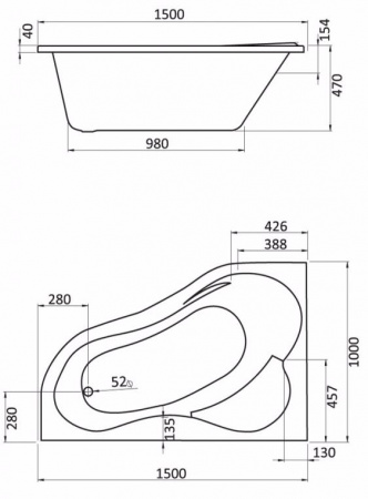 Ванна акриловая Santek ИБИЦА 1.WH11.2.034 150x100 см. левая 