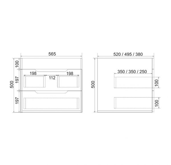 Тумба под раковину навесная Mirsant QUADRO  60 см. 
