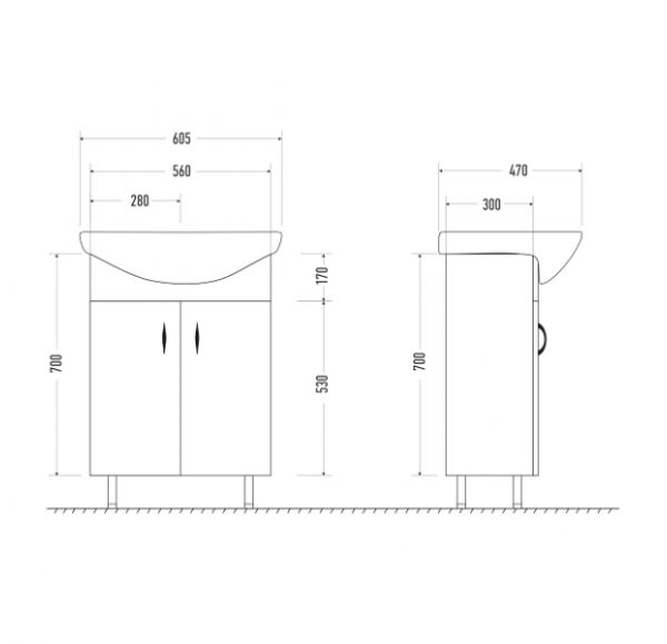 Тумба под раковину Mirsant ГЛОРИЯ  60 см. 