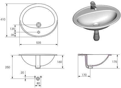 Раковина Cersanit CALLA S-UM-Cl/1-w 54  Раковина Cersanit CALLA S-UM-Cl/1-w 54