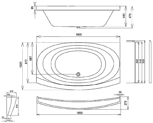 Ванна акриловая Ravak EVOLUTION C101000000  
