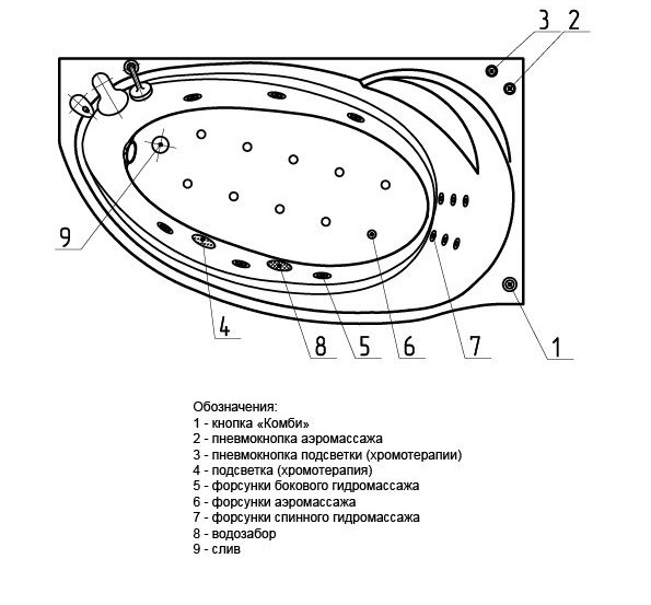 Ванна акриловая Aquatek БЕТТА  160x97 см. левая 
