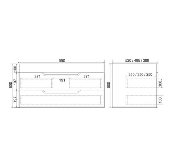 Тумба под раковину навесная Mirsant QUADRO  100 см. 