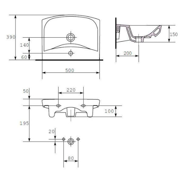 Раковина Cersanit CARINA S-UM-CAR50/1-w 50  Раковина Cersanit CARINA S-UM-CAR50/1-w 50