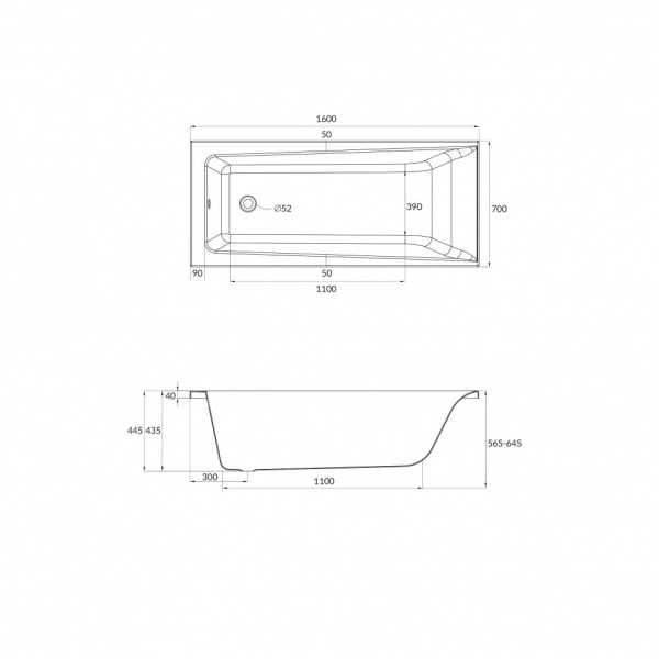 Ванна акриловая Cersanit LORENA 63322 160x70 см. 