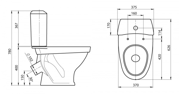 Унитаз-компакт Santeri ВЕСТ 1.P201.8.S00.00B.F   Унитаз-компакт Santeri ВЕСТ 1.P201.8.S00.00B.F