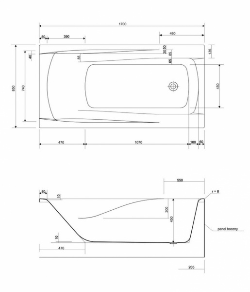 Ванна акриловая Cersanit ZEN 63355 170x85 см.  Ванна акриловая Cersanit ZEN 63355 170x85 см.