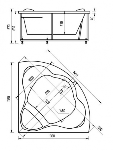 Ванна акриловая Aquatek ГАЛАТЕЯ  135x135 см. 