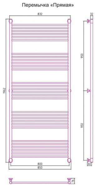 Полотенцесушитель водяной Сунержа БОГЕМА+ 00-0220-1980 1900х800 