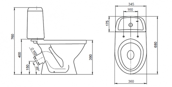 Унитаз-компакт Santeri ПРАЙМ 1.P205.4.S00.00B.F  