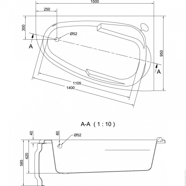 Ванна акриловая Cersanit JOANNA 63337 150x95 см. правая  Ванна акриловая Cersanit JOANNA 63337 150x95 см. правая
