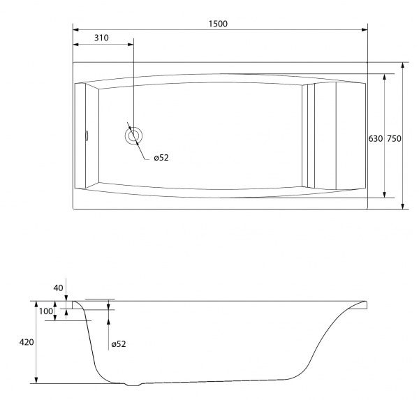 Ванна акриловая Cersanit VIRGO 63352 150x75 см.  Ванна акриловая Cersanit VIRGO 63352 150x75 см.