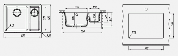 Мойка кухонная керамогранитная Florentina ВЕГА 335/160 22.325.D0510.105 55*42 см. коричневый