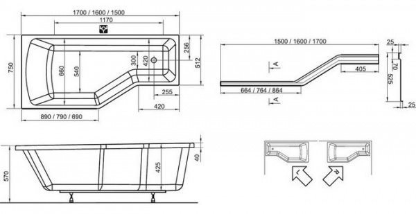 Ванна акриловая Ravak BEHAPPY C121000000 150x75 см. левая 