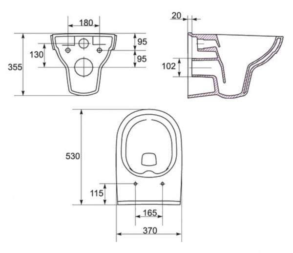 Унитаз навесной Cersanit CITY NEW CLEAN ON S-MZ-CITY-COn-S-DL-w безободковый 