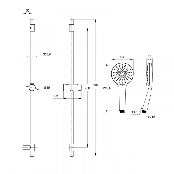 Гарнитур душевой IDDIS  TOR3F00i16  