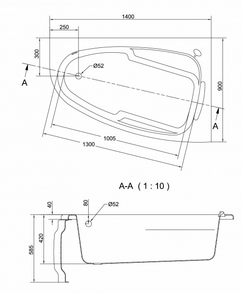Ванна акриловая Cersanit JOANNA 63335 140x90 см. правая  Ванна акриловая Cersanit JOANNA 63335 140x90 см. правая